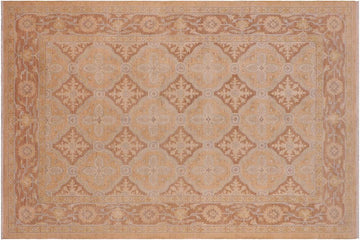 handmade Transitional Kafkaz Chobi Ziegler Tan Brown Hand Knotted RECTANGLE 100% WOOL area rug 6 x 9